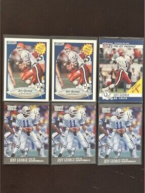 NFL #1 DRAFT PICK JEFF GEORGE ROOKIE COLLECTION 1990 FLEER/PRO SET+6 CARD LOT NM